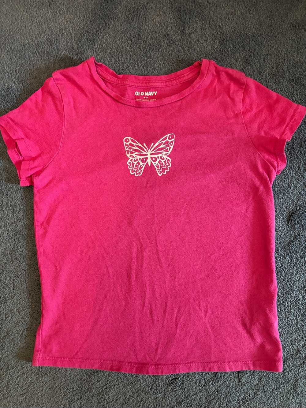 Old Navy Hot Pink Tee with White Butterfly